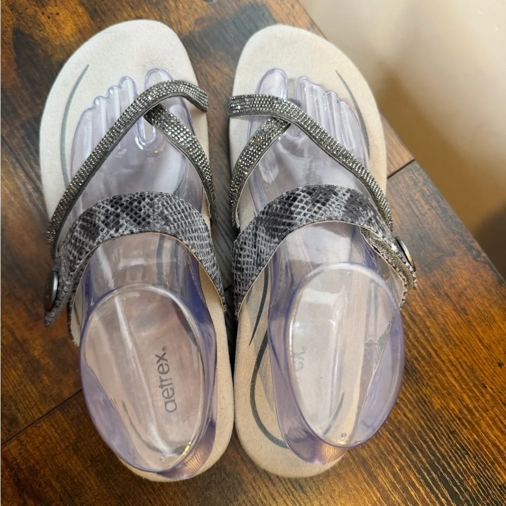 Aetrex Women's Izzy Sparkle Orthopedic Slide Sandals for Women Casual Size 10